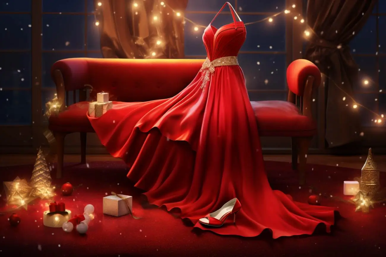 Červené šaty na vánoční večírek